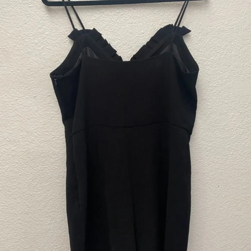 BA&SH Black Lady Jumpshort Spaghetti Strap Ruffle Bodice Playsuit Romper Size 10 - Picture 2 of 5